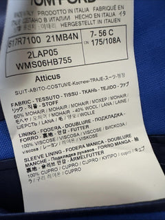 NWT $6950 TOM FORD Men Atticus Suit Royal Blue 46 US/56 Eu Italy