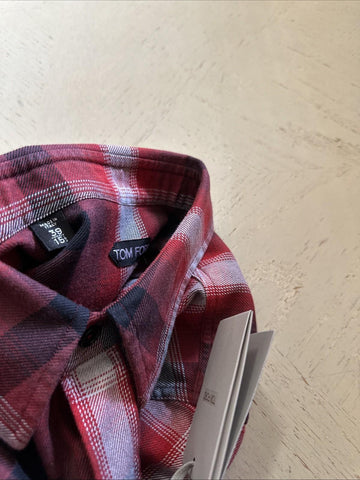 New $750 TOM FORD Men Shirt Red/Black Size 39/15.5 Italy