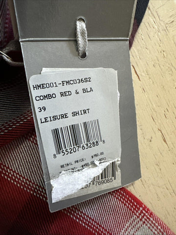 New $750 TOM FORD Men Shirt Red/Black Size 39/15.5 Italy