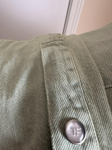 New $940 TOM FORD Men Western Denim Shirt Green /Blue Size 40/15 3/4 Italy