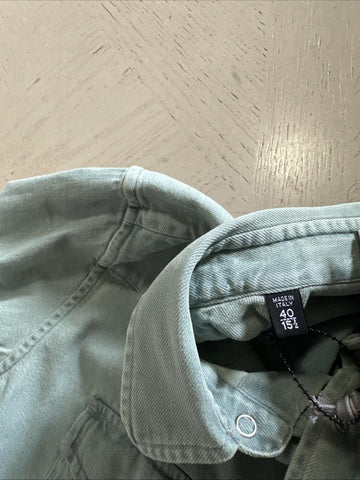 New $940 TOM FORD Men Western Denim Shirt Green /Blue Size 40/15 3/4 Italy