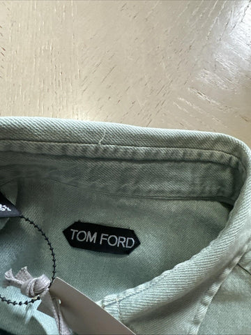 New $940 TOM FORD Men Western Denim Shirt Green /Blue Size 40/15 3/4 Italy