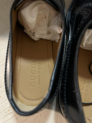 NIB $1300 Gucci Men’s Leather Oxford Shoes Black 8.5 US/7.5 UK Italy