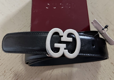 New Gucci Men Leather belt GG Buckle Black 115/46 745830