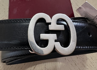 New Gucci Men Leather belt GG Buckle Black 115/46 745830