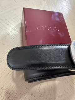 New Gucci Men Leather belt GG Buckle Black 115/46 745830