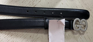 New Gucci Men Leather belt GG Buckle Black 115/46 745830