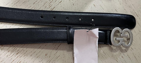 New Gucci Men Leather belt GG Buckle Black 115/46 745830