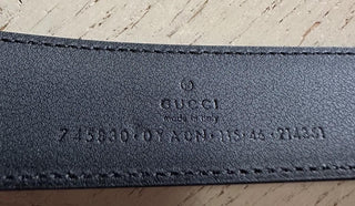 New Gucci Men Leather belt GG Buckle Black 115/46 745830