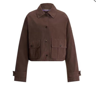 New $2690 Ralph Lauren Collection Katie Cotton-Blend Wading Jacket MOCHA 10/46