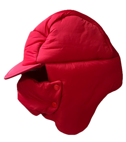 NWT $890 Burberry Men  Oversized Padded Cap Har BRIGHT RED One Size