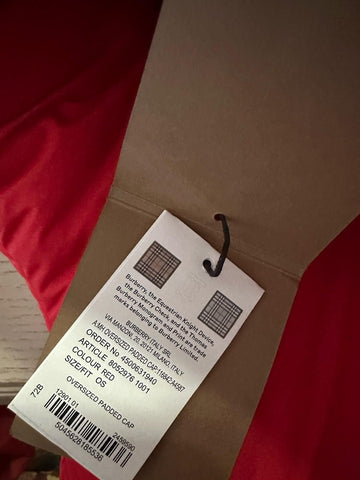 NWT $890 Burberry Men  Oversized Padded Cap Har BRIGHT RED One Size