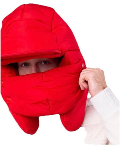 NWT $890 Burberry Men  Oversized Padded Cap Har BRIGHT RED One Size