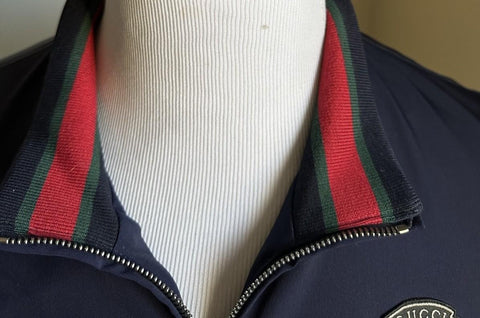 New $2580 Gucci Men Iconic Bomber Jacket Coat DK Blue 48 Eu/M 343935