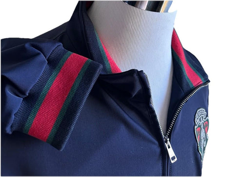 New $2580 Gucci Men Iconic Bomber Jacket Coat DK Blue 48 Eu/M 343935