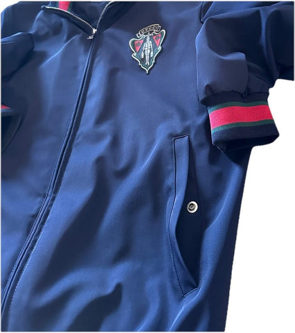 New $2580 Gucci Men Iconic Bomber Jacket Coat DK Blue 48 Eu/M 343935