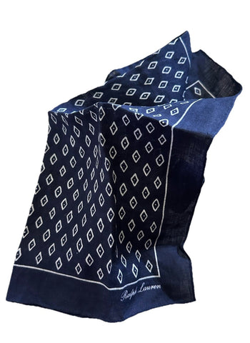 Ralph Lauren Purple Label Linen Pocket Square Blue One Size New