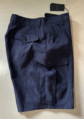 NWT $1195 Giorgio Armani Men Linen Short Pants Navy 48 Eu/32 US ( Measured 34 )