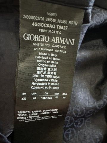 Giorgio Armani Men Logo Print Dress Shirt Navy Size 46/18.5 New $1195 Italy