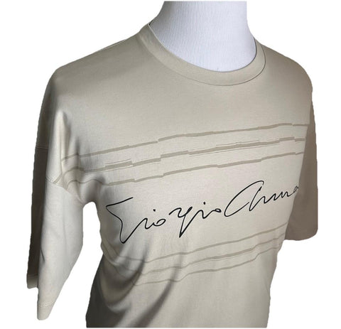 NWT Giorgio Armani Mens T Shirt Cream/LT Beige 54 Eu/XXL US Made In Italy