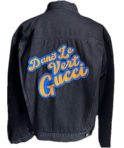 New $5200 Gucci Men Denim Jacket Coat Black 38 US/48 Eu 725588