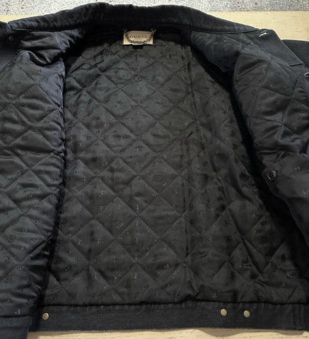 New $5200 Gucci Men Denim Jacket Coat Black 38 US/48 Eu 725588