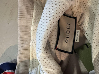 New $1750 Gucci Men Compact Jersey LOGO PRINTED Hoodie Pullover Sweater Beige L