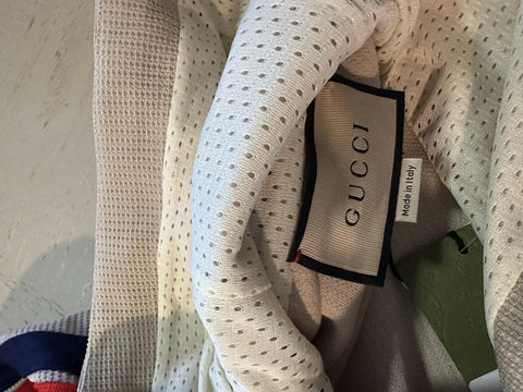New $1750 Gucci Men Compact Jersey LOGO PRINTED Hoodie Pullover Sweater Beige L