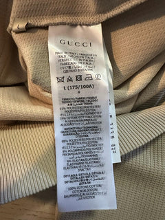 New $1750 Gucci Men Compact Jersey LOGO PRINTED Hoodie Pullover Sweater Beige L