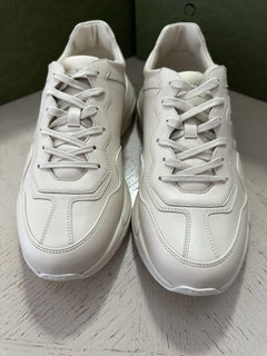 New Gucci Men GG Logo Leather Sneakers Ivory 13 US/12.5 UK 757857