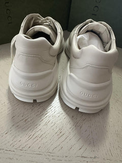 New Gucci Men GG Logo Leather Sneakers Ivory 13 US/12.5 UK 757857