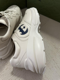 New Gucci Men GG Logo Leather Sneakers Ivory 13 US/12.5 UK 757857