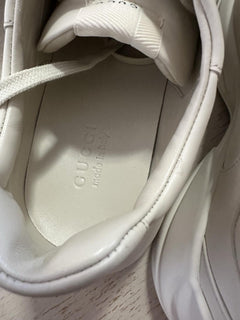 New Gucci Men GG Logo Leather Sneakers Ivory 13 US/12.5 UK 757857