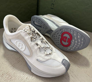 New Gucci Men GG Logo Sneakers Off White/Gray 10.5 US/10 UK 749785