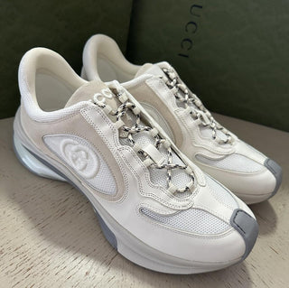 New Gucci Men GG Logo Sneakers Off White/Gray 10.5 US/10 UK 749785