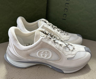 New Gucci Men GG Logo Sneakers Off White/Gray 10.5 US/10 UK 749785