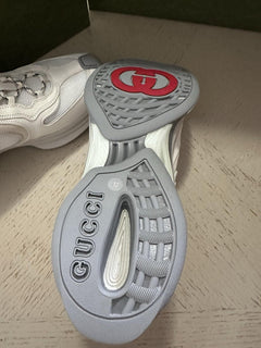 New Gucci Men GG Logo Sneakers Off White/Gray 10.5 US/10 UK 749785