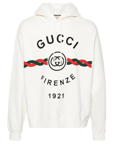 New $1350 Gucci Men Firenze Popover Hoody Sweatshirt White Size XXL