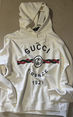 New $1350 Gucci Men Firenze Popover Hoody Sweatshirt White Size XXL