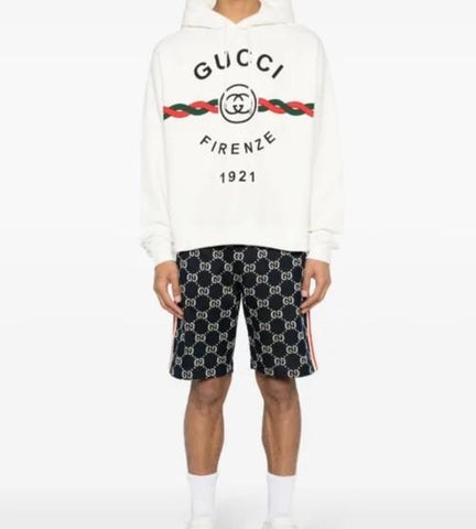New $1350 Gucci Men Firenze Popover Hoody Sweatshirt White Size XXL