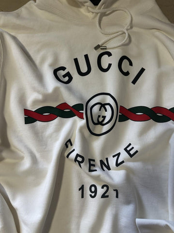 New $1350 Gucci Men Firenze Popover Hoody Sweatshirt White Size XXL