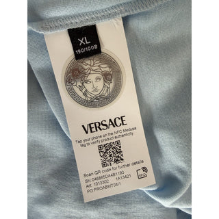 Versace Men’s Logo Compact Cotton Jersey T-Shirt Pastel Blue XL 1013302 NWT $750
