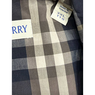 Burberry Elio Check Short Sleeve Shirt Indigo IP Check Men 2XL 8121624 NWT $680