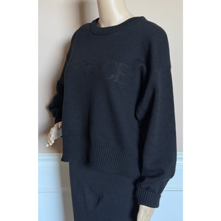 Versace Logo Wool Knit Sweater Black Women’s 8 US (IT 44) 1022085 NWT $1125