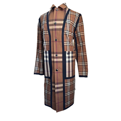 New $3550 Burberry Men Reversible Plaid Cotton Trench Coat DARK BIRCH 40 US/50 E