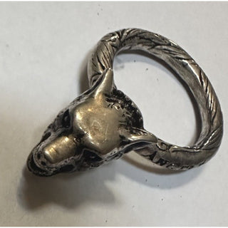 New Authentic GUCCI Silver A. Forest Wolf Ring Black Prezioso 8 US ( 16 ) 511851