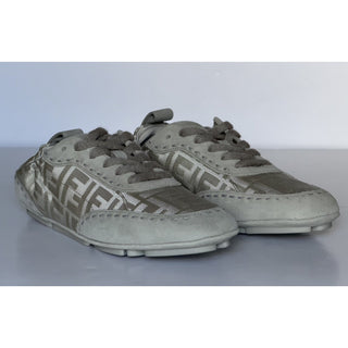 Fendi Fit FF Jacquard Suede Sneakers Grey Men 11 US (10 Fendi) 7E1842 NIB $950