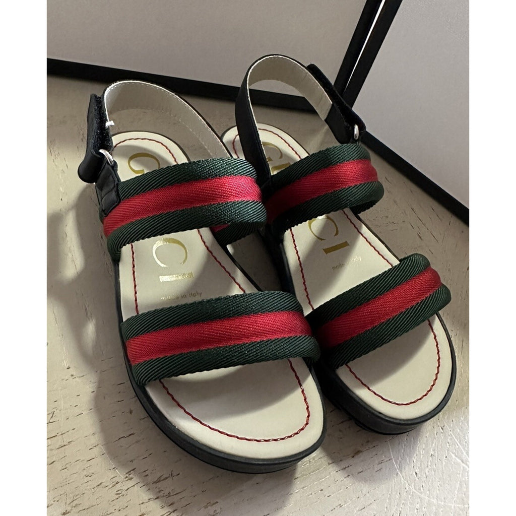 Gucci Kids Sandal Shoes Green/Red Size 32 Gucci 501060 New