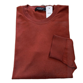 NWT $1095 Ermenegildo Zegna Knitwear Crewneck Sweater Orange 48 Eu/S Italy
