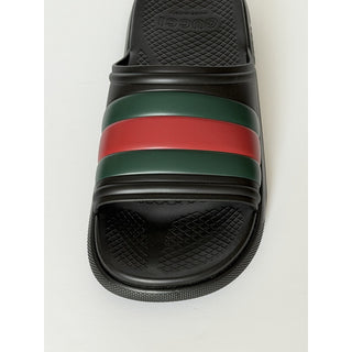 Gucci Men’s Rubber Black/Green/Red Sandals 10.5 US (10 Gucci) Italy 780286 NIB